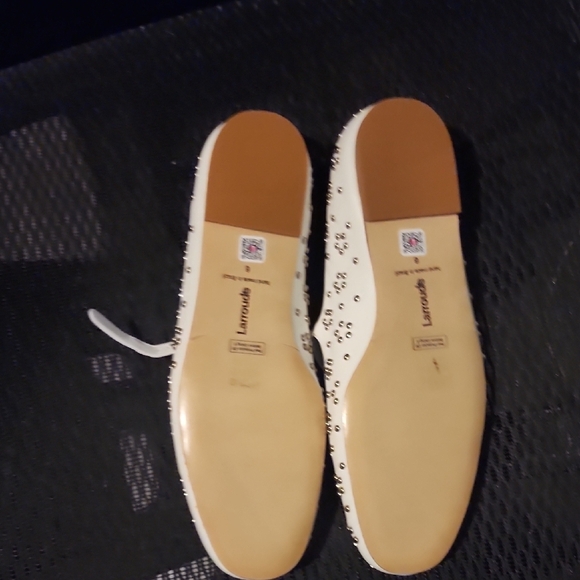 Larroude White Handmade In Brazil Leather Blair Studded Ballet Flats Size 6 - Picture 6 of 7